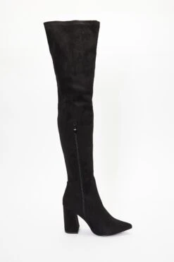Wide Fit Black Over The Knee Heeled Boots -Outlet Clothyne Store 00100036784 XB