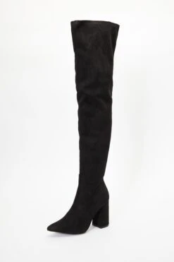 Wide Fit Black Over The Knee Heeled Boots -Outlet Clothyne Store 00100036784 ZS
