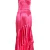 Pink Satin Ruffle Maxi Dress -Outlet Clothyne Store 00100036828 ZM
