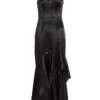 Black Satin Ruffle Maxi Dress -Outlet Clothyne Store 00100036829 ZM