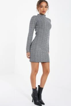 White Geometric Mini Jumper Dress -Outlet Clothyne Store 00100036855 XS
