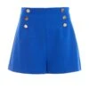 Royal Blue Button Tailored Shorts -Outlet Clothyne Store 00100036858 ZM
