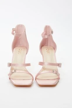 Pink Satin Strappy Buckle Heeled Sandals -Outlet Clothyne Store 00100036970 XS