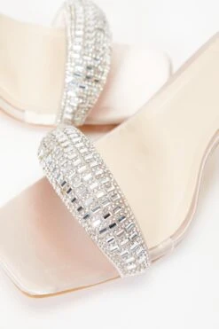Champagne Satin Diamante Heeled Sandals -Outlet Clothyne Store 00100036972 ZB