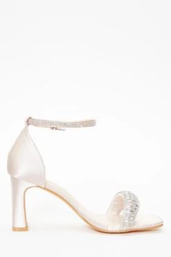 Champagne Satin Diamante Heeled Sandals -Outlet Clothyne Store 00100036972 ZS