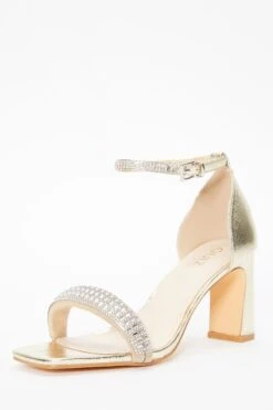 Gold Foil Diamante Heeled Sandals -Outlet Clothyne Store 00100036973 XB