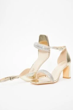 Gold Foil Diamante Heeled Sandals -Outlet Clothyne Store 00100036973 XS