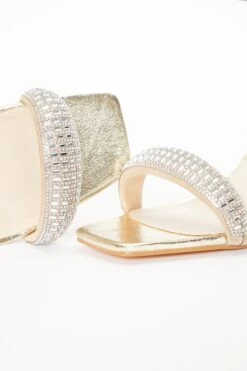 Gold Foil Diamante Heeled Sandals -Outlet Clothyne Store 00100036973 ZB