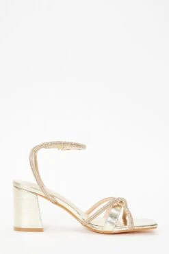Gold Foil Diamante Block Heeled Sandals -Outlet Clothyne Store 00100036975 ZS