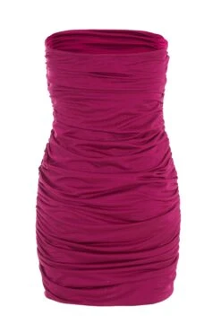 Berry Bandeau Ruched Mini Dress -Outlet Clothyne Store 00100036984 ZB