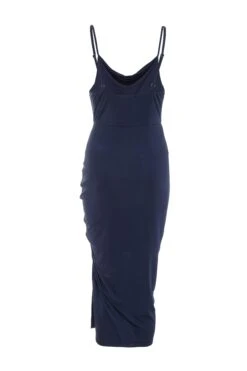 Navy Ruched Bodycon Midi Dress -Outlet Clothyne Store 00100036987 ZB