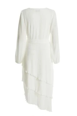 White Chiffon Crinkle Wrap Midi Dress 12 White Chiffon Crinkle Wrap Midi Dress -Outlet Clothyne Store 00100037029 ZB