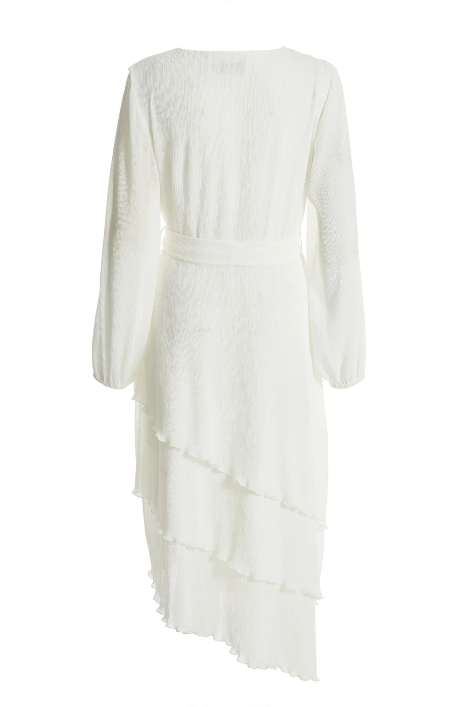 White Chiffon Crinkle Wrap Midi Dress 7 White Chiffon Crinkle Wrap Midi Dress - Image 5