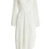 White Chiffon Crinkle Wrap Midi Dress 1 White Chiffon Crinkle Wrap Midi Dress -Outlet Clothyne Store 00100037029 ZM
