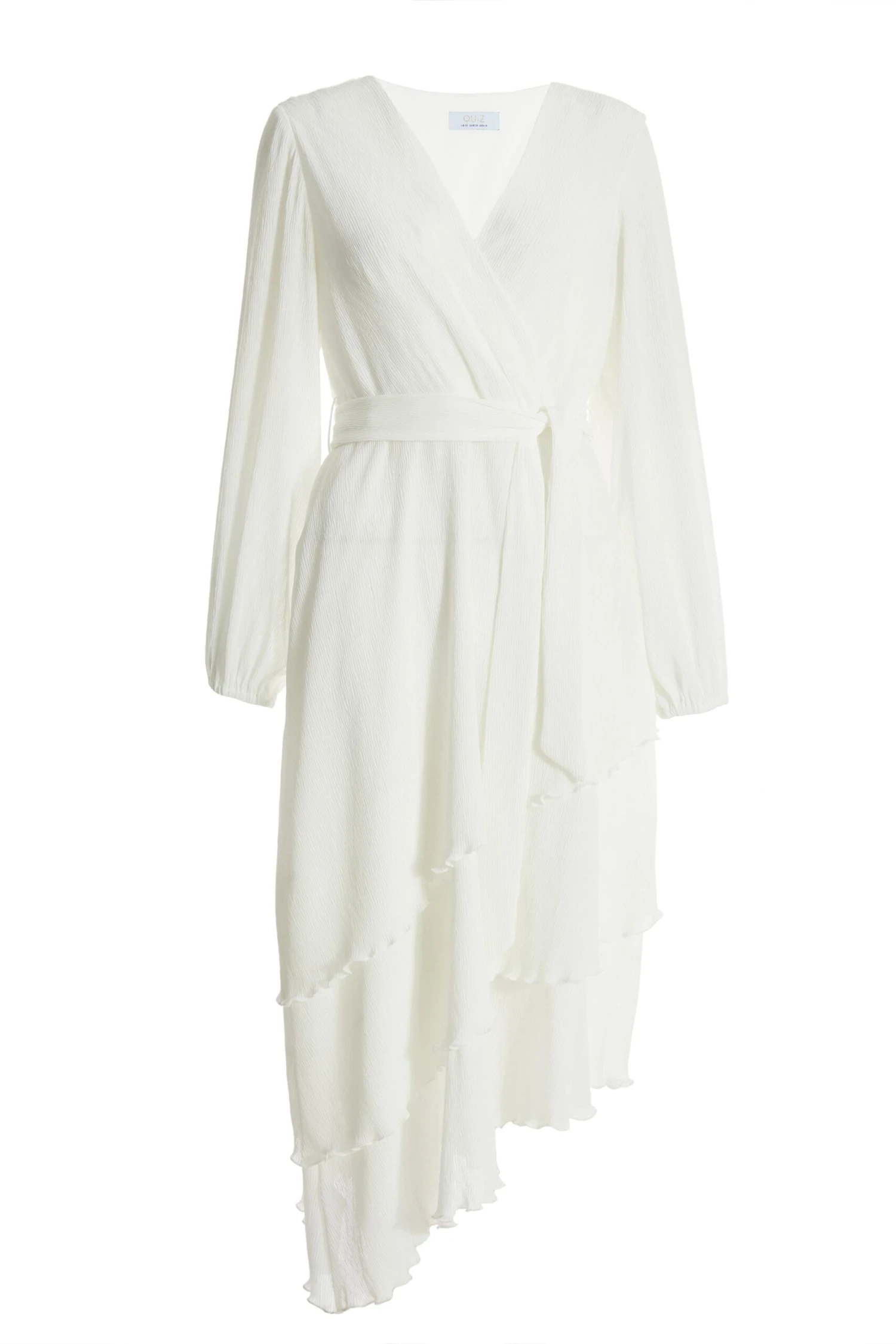 White Chiffon Crinkle Wrap Midi Dress 3 White Chiffon Crinkle Wrap Midi Dress