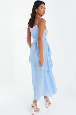 Blue Chiffon Frill Midiaxi Dress -Outlet Clothyne Store 00100037042 XB