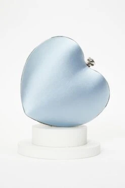 Light Blue Satin Diamante Heart Bag -Outlet Clothyne Store 00100037087 ZB