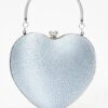 Light Blue Satin Diamante Heart Bag -Outlet Clothyne Store 00100037087 ZM