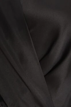 Black Satin Button Mini Shirt Dress -Outlet Clothyne Store 00100037097 ZS