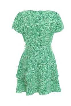 Green Polka Dot Wrap Mini Dress -Outlet Clothyne Store 00100037102 ZB