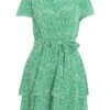 Green Polka Dot Wrap Mini Dress -Outlet Clothyne Store 00100037102 ZM