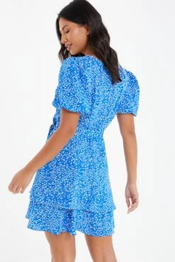 Blue Smudge Animal Print Mini Dress -Outlet Clothyne Store 00100037104 XB