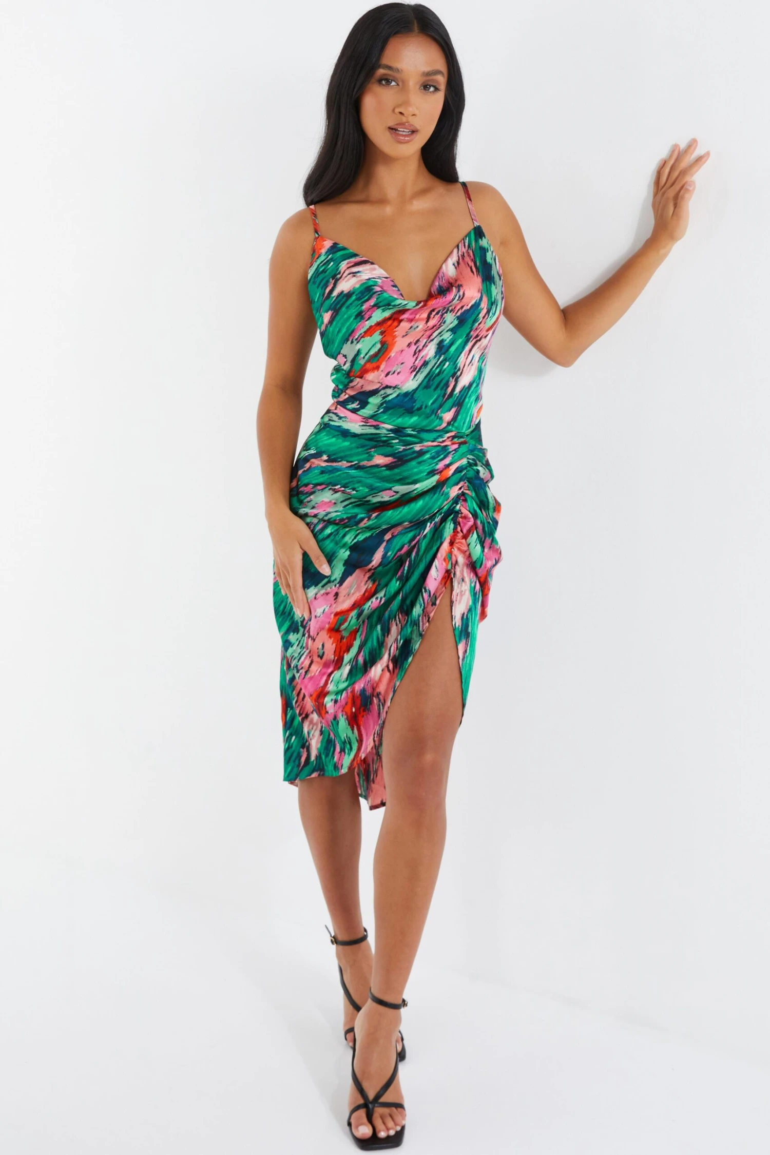 Petite Multicoloured Brush Stroke Midi Dress 4 Petite Multicoloured Brush Stroke Midi Dress - Image 2