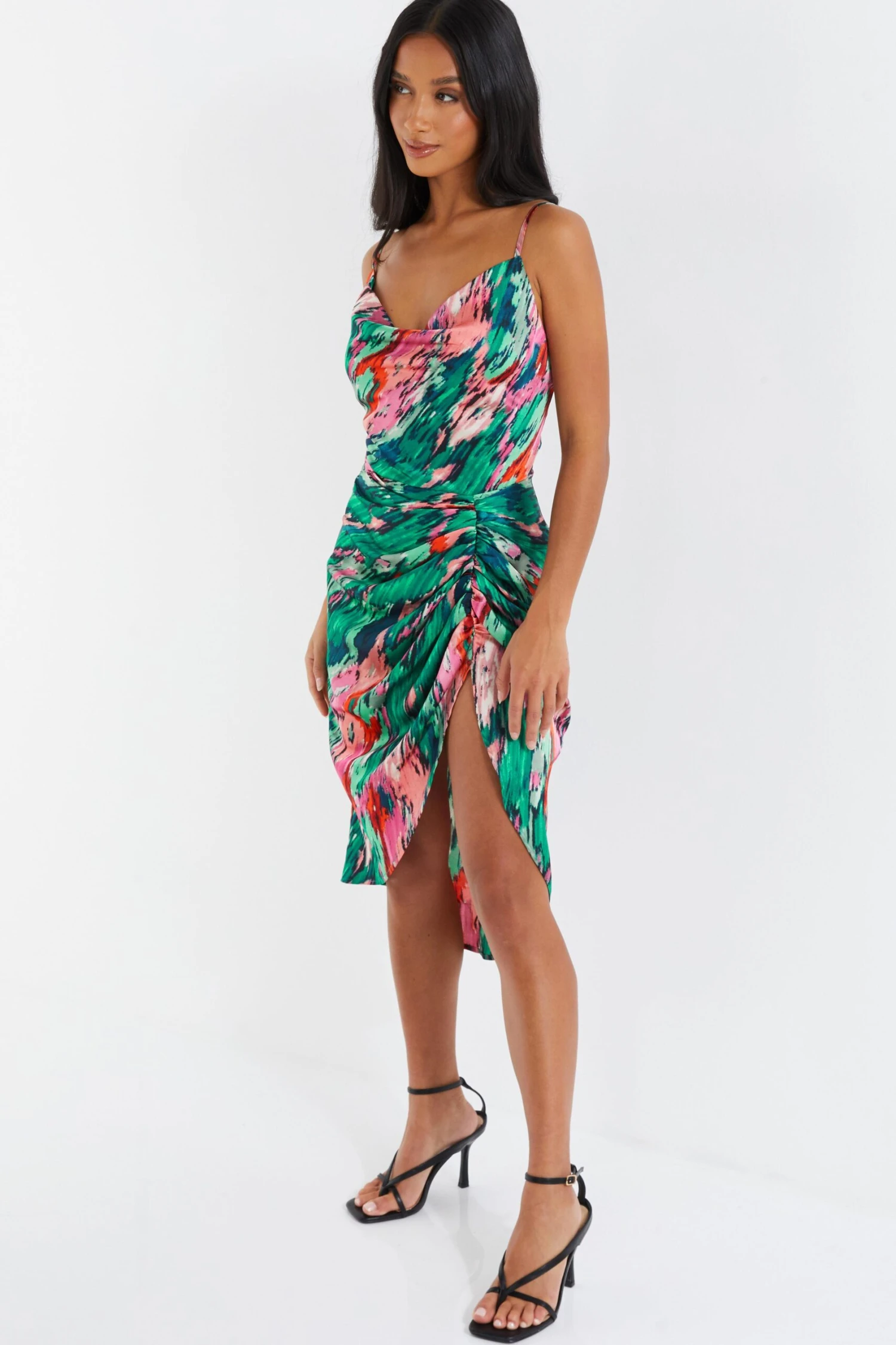 Petite Multicoloured Brush Stroke Midi Dress 6 Petite Multicoloured Brush Stroke Midi Dress - Image 4