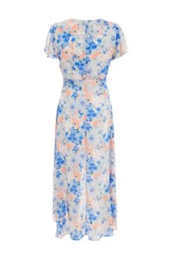 Blue Satin Floral Wrap Midaxi Dress -Outlet Clothyne Store 00100037132 ZB