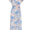 Blue Satin Floral Wrap Midaxi Dress 1 Blue Satin Floral Wrap Midaxi Dress -Outlet Clothyne Store 00100037132 ZM
