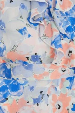 Blue Satin Floral Wrap Midaxi Dress -Outlet Clothyne Store 00100037132 ZS