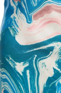 Blue Satin Marble Print Midaxi Dress -Outlet Clothyne Store 00100037175 ZS