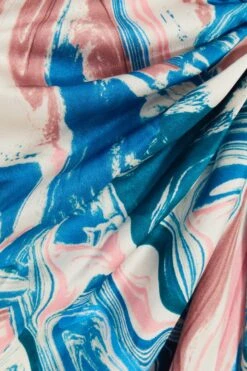 Petite Blue Satin Marble Print Ruched Midi Dress 13 Petite Blue Satin Marble Print Ruched Midi Dress -Outlet Clothyne Store 00100037194 ZS