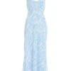 Light Blue Brush Stroke Tie Back Split Midi Dress 1 Light Blue Brush Stroke Tie Back Split Midi Dress -Outlet Clothyne Store 00100037202 ZM