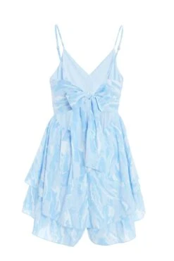 Blue Brush Stroke Tie Back Playsuit -Outlet Clothyne Store 00100037203 ZB