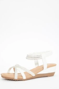 White Cross Front Comfort Wedges 10 White Cross Front Comfort Wedges -Outlet Clothyne Store 00100037232 XB