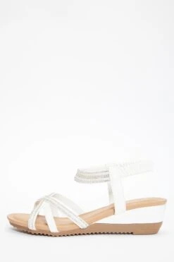 White Cross Front Comfort Wedges