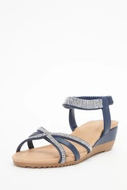 Navy Cross Front Comfort Wedges -Outlet Clothyne Store 00100037236 XB