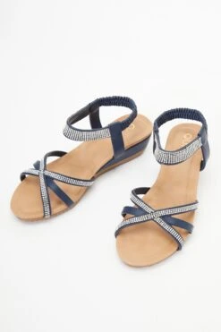 Navy Cross Front Comfort Wedges -Outlet Clothyne Store 00100037236 XS