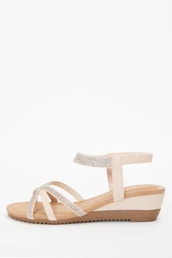 Pink Cross Front Comfort Wedges
