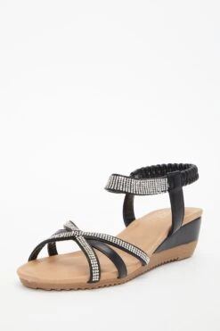 Black Cross Front Comfort Wedges -Outlet Clothyne Store 00100037243 XB
