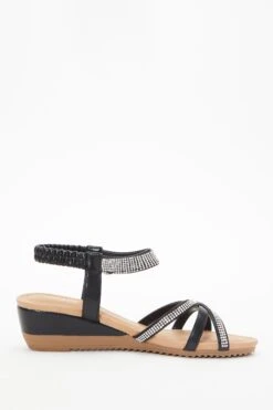 Black Cross Front Comfort Wedges -Outlet Clothyne Store 00100037243 ZS