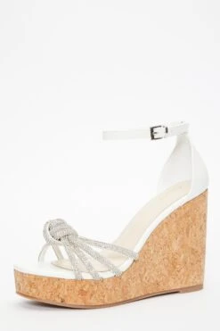 White Diamante Heeled Wedges 10 White Diamante Heeled Wedges -Outlet Clothyne Store 00100037247 XB