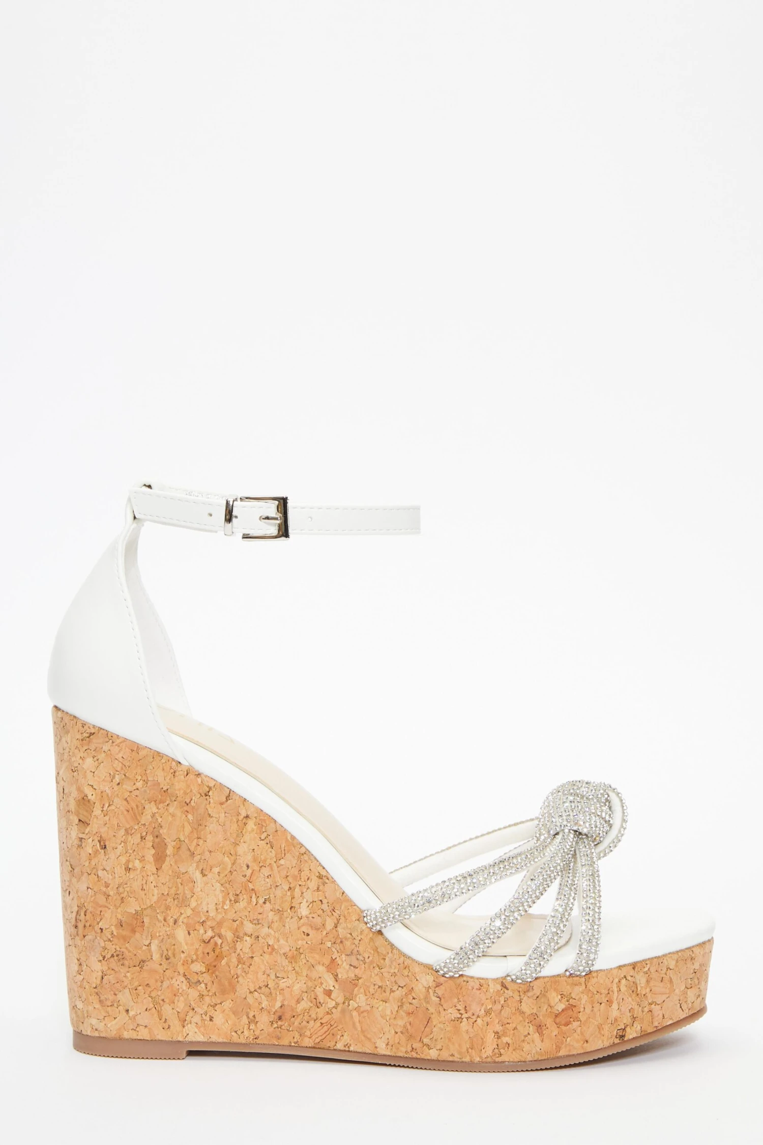 White Diamante Heeled Wedges 4 White Diamante Heeled Wedges - Image 2