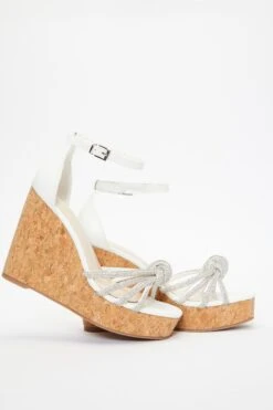 White Diamante Heeled Wedges 11 White Diamante Heeled Wedges -Outlet Clothyne Store 00100037247 XS