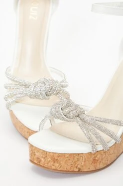 White Diamante Heeled Wedges 12 White Diamante Heeled Wedges -Outlet Clothyne Store 00100037247 ZB
