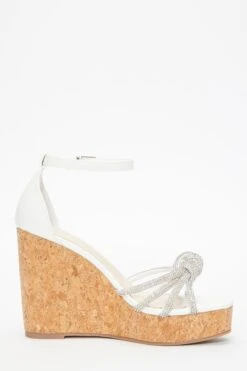White Diamante Heeled Wedges 13 White Diamante Heeled Wedges -Outlet Clothyne Store 00100037247 ZS