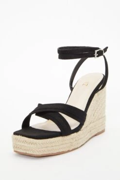 Black Cross Strap Wedges -Outlet Clothyne Store 00100037265 XB