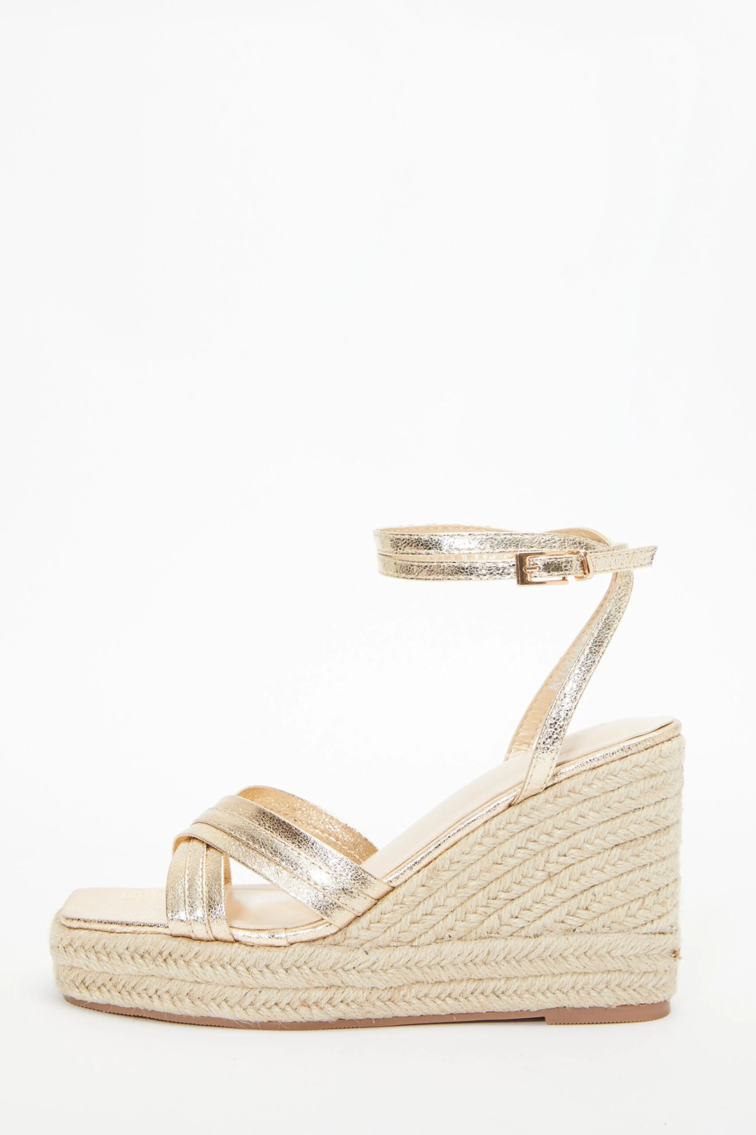 Gold Cross Strap Wedges 3 Gold Cross Strap Wedges