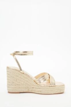 Gold Cross Strap Wedges 13 Gold Cross Strap Wedges -Outlet Clothyne Store 00100037272 ZS